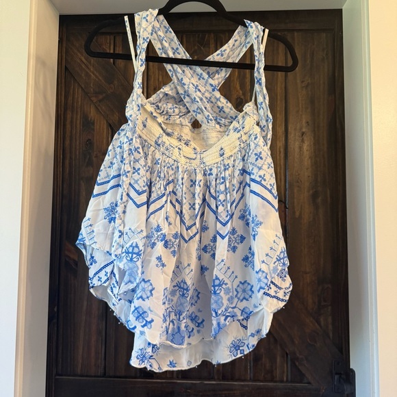 Rococo Sand LEAS CUTOUT Blue and White Mini Dress - Picture 3 of 7